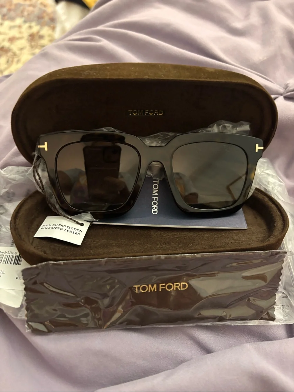 Tom Ford Black Sunglasses with Gold Temple T Accents